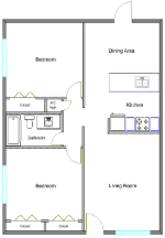 2 Br 1 Ba Floorplan